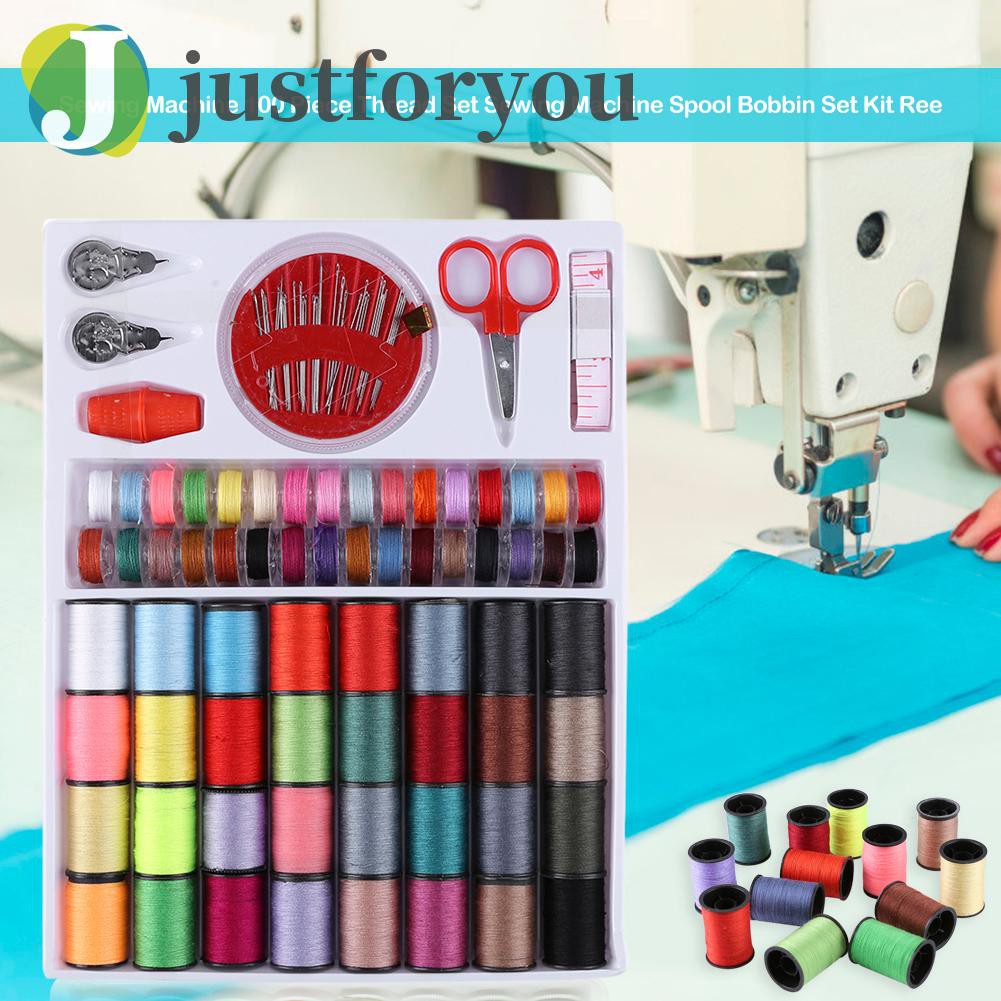 Justforyou2 100pcs Assorted Color Thread Set Embroidery Sewing Machine Spool Bobbin Kit