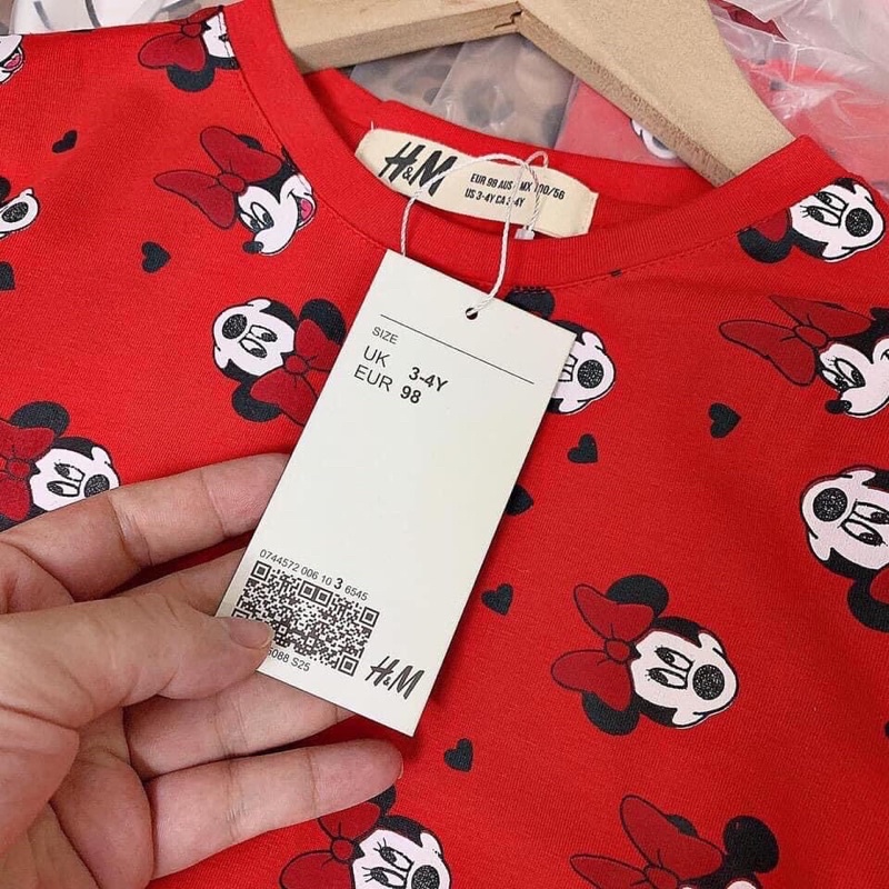Set 2 váy dài tay thu đông mickey và báo HM xuất xịn cho bé gái