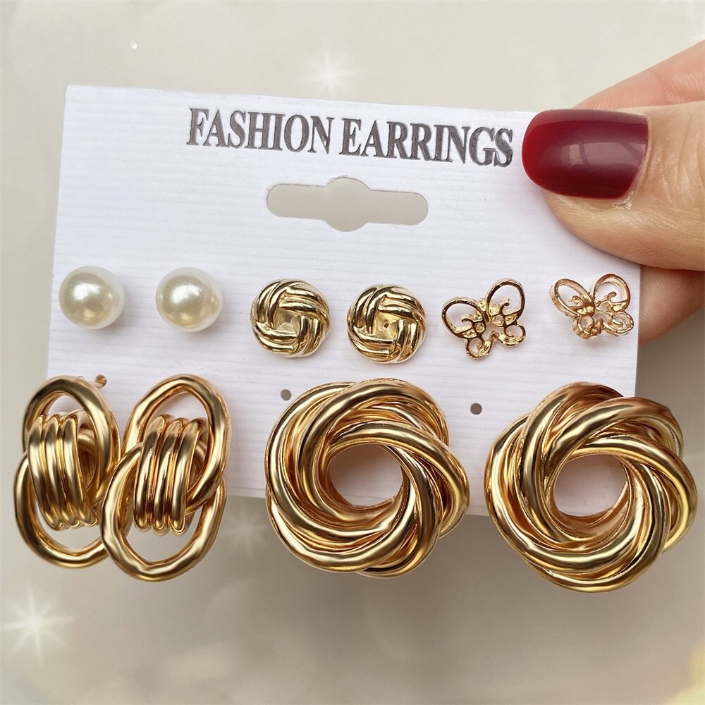 Set 12 khuyên tai nhiều kiểu dáng cho nữ