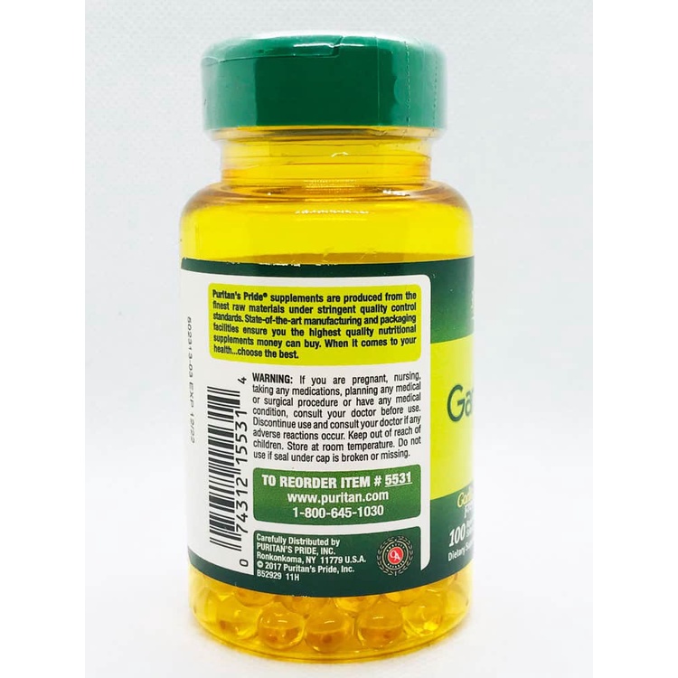 Viên uống dầu tỏi tăng cường miễn dịch, giảm cholesterol, tốt cho tim mạch Puritan's Pride Garlic Oil 1000mg 100 viên