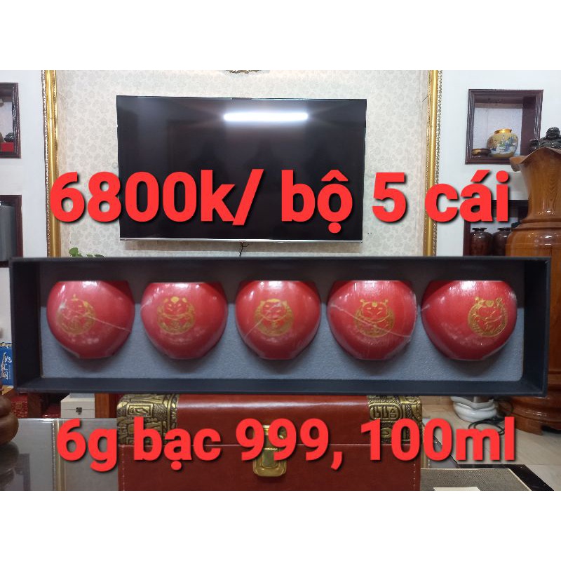 Chén sứ tráng bạc nguyên chất 999