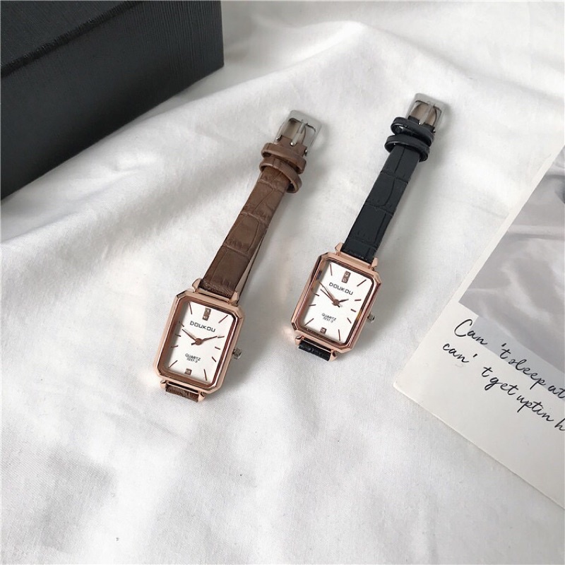 Đồng hồ nữ mặt chữ nhật nhỏ 26mm dây da SULAMIN đẹp phong cách vintage