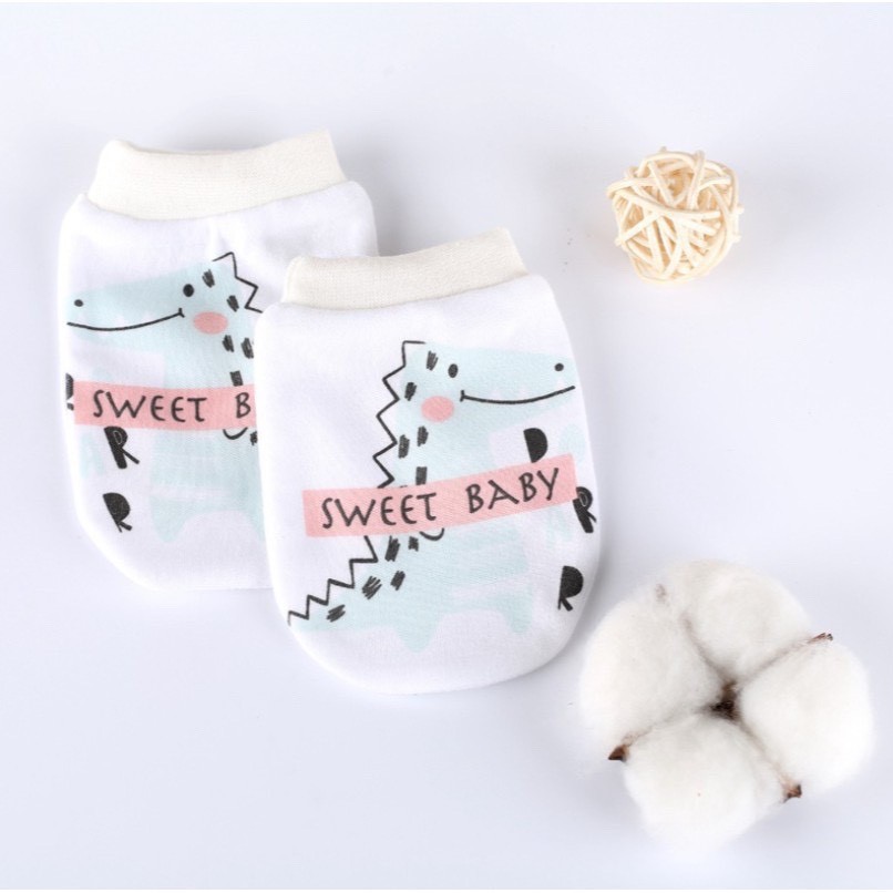 Bao tay cho bé sơ sinh cao cấp dây nơ rút tiện lợi dễ thương, chất liệu cotton dày dặn