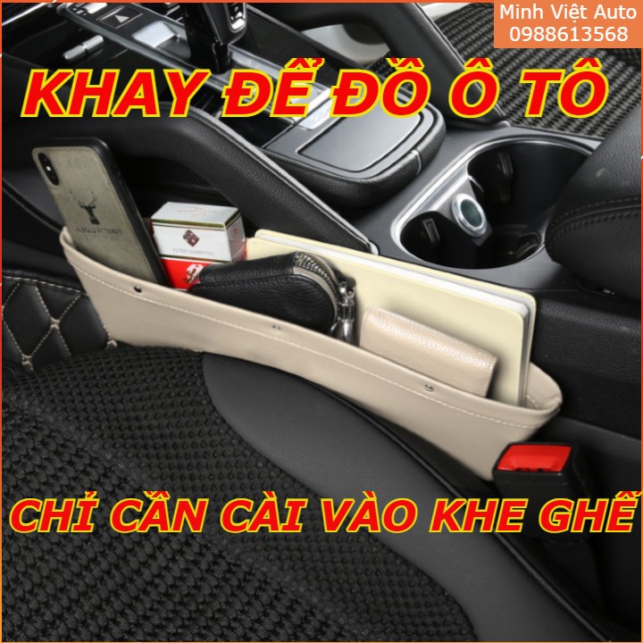 Khay để đồ khe ghế bọc da lắp trên ô tô