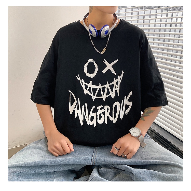 Áo Thun Tay Ngắn Dáng Rộng Phong Cách Hip Hop Hàn Quốc Cá Tính Cho Nam Size S-8Xl