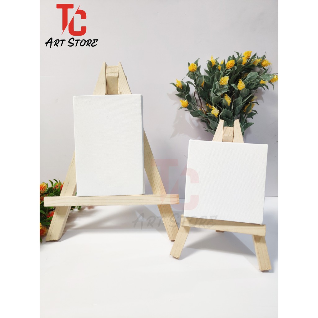 Canvas mini, Canvas 10x10cm kèm giá vẽ nhỏ trang trí