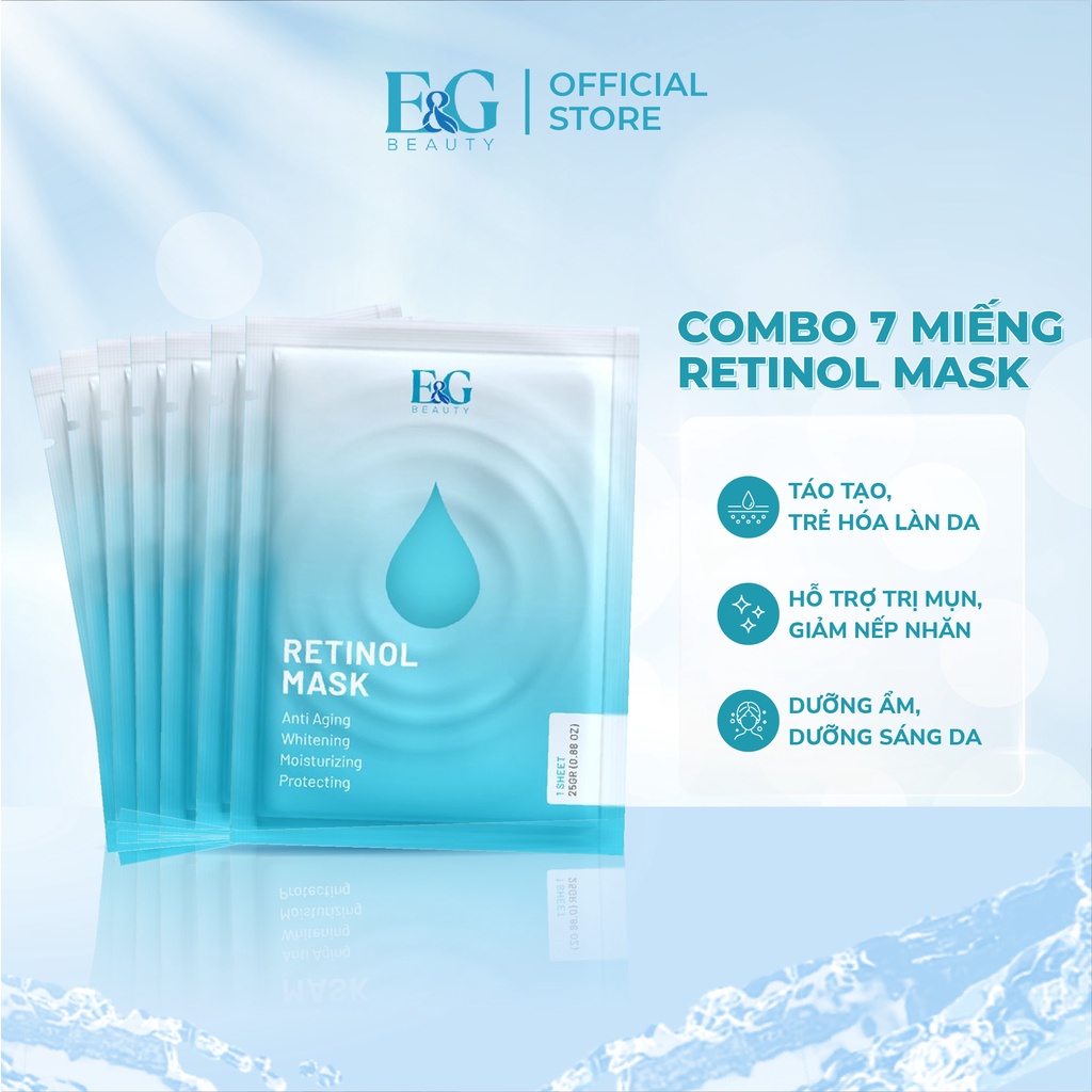 COMBO 7 Miếng mặt nạ Retinol Mask E&amp;G dưỡng da cấp ẩm, tái tạo da, giảm nếp nhăn 175Gr