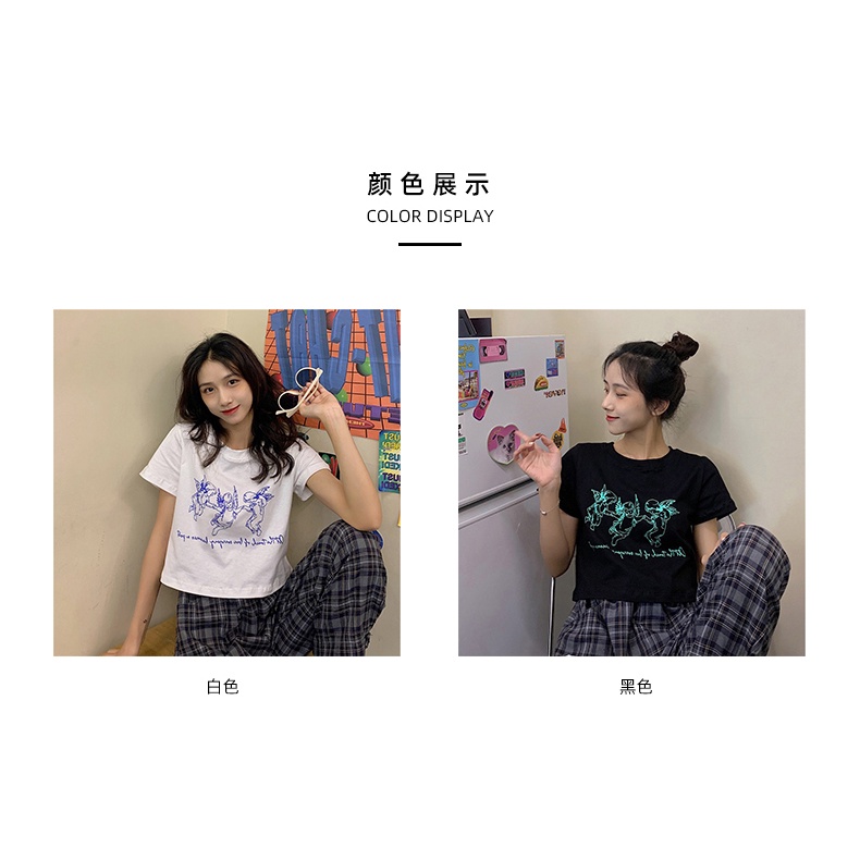 Áo Thun Tay Ngắn Dáng Ôm In Họa Tiết Thời Trang Mùa Hè Phong Cách Hàn Quốc Cho Nữ 271d937