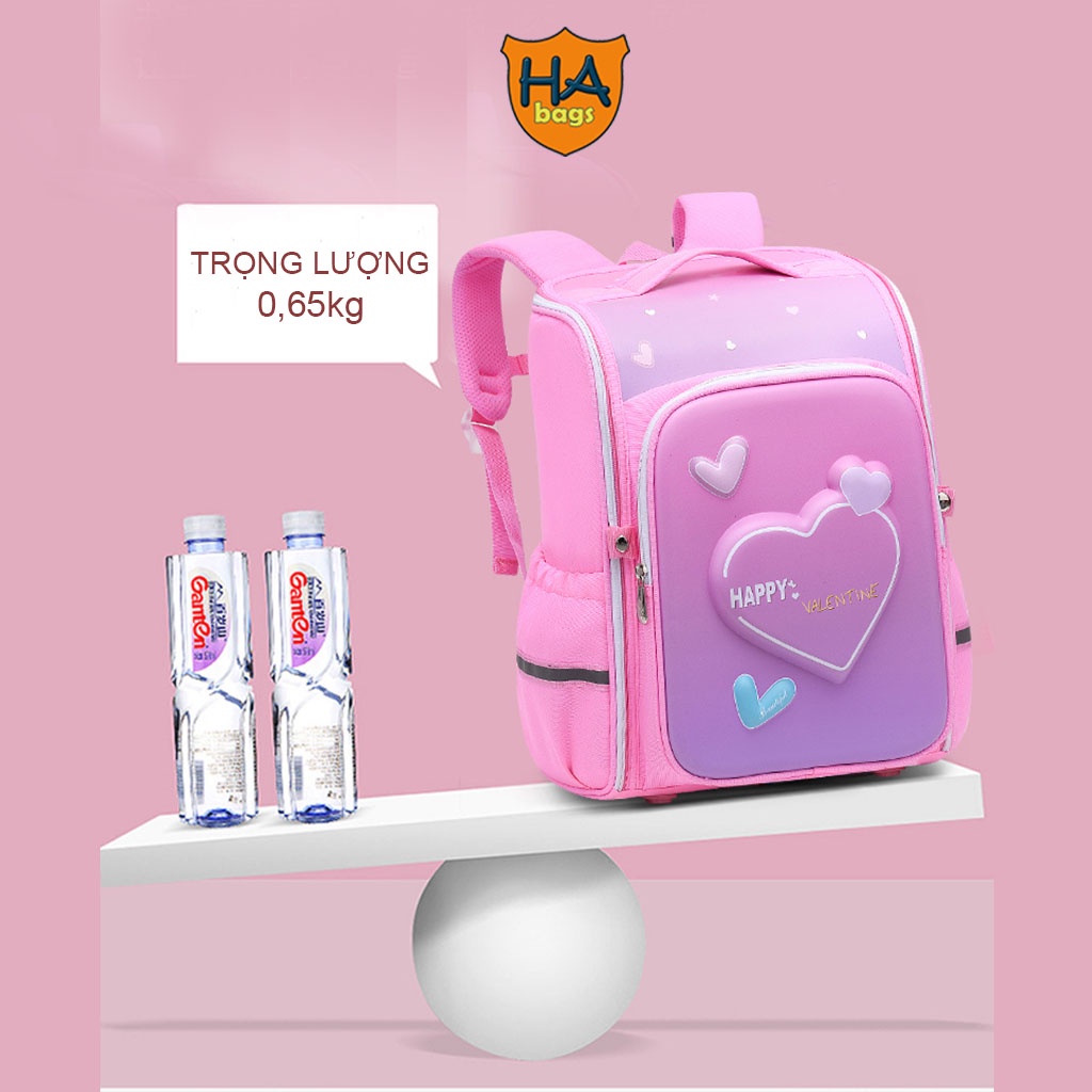 Cặp sách chống gù HA1019, balo đi học kích thước 41x31x21cm phù hợp cho học sinh lớp 4,5,6