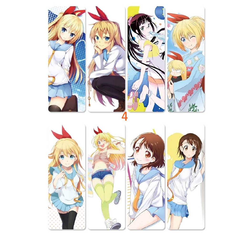 1 Set 8 Thẻ Đánh Dấu Trang Sách Hình Anime Nisekoi