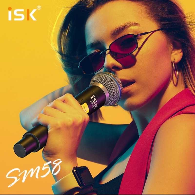 Mic Isk SM58 không dây cao cấp kết nối với soundcard mixer dễ dàng