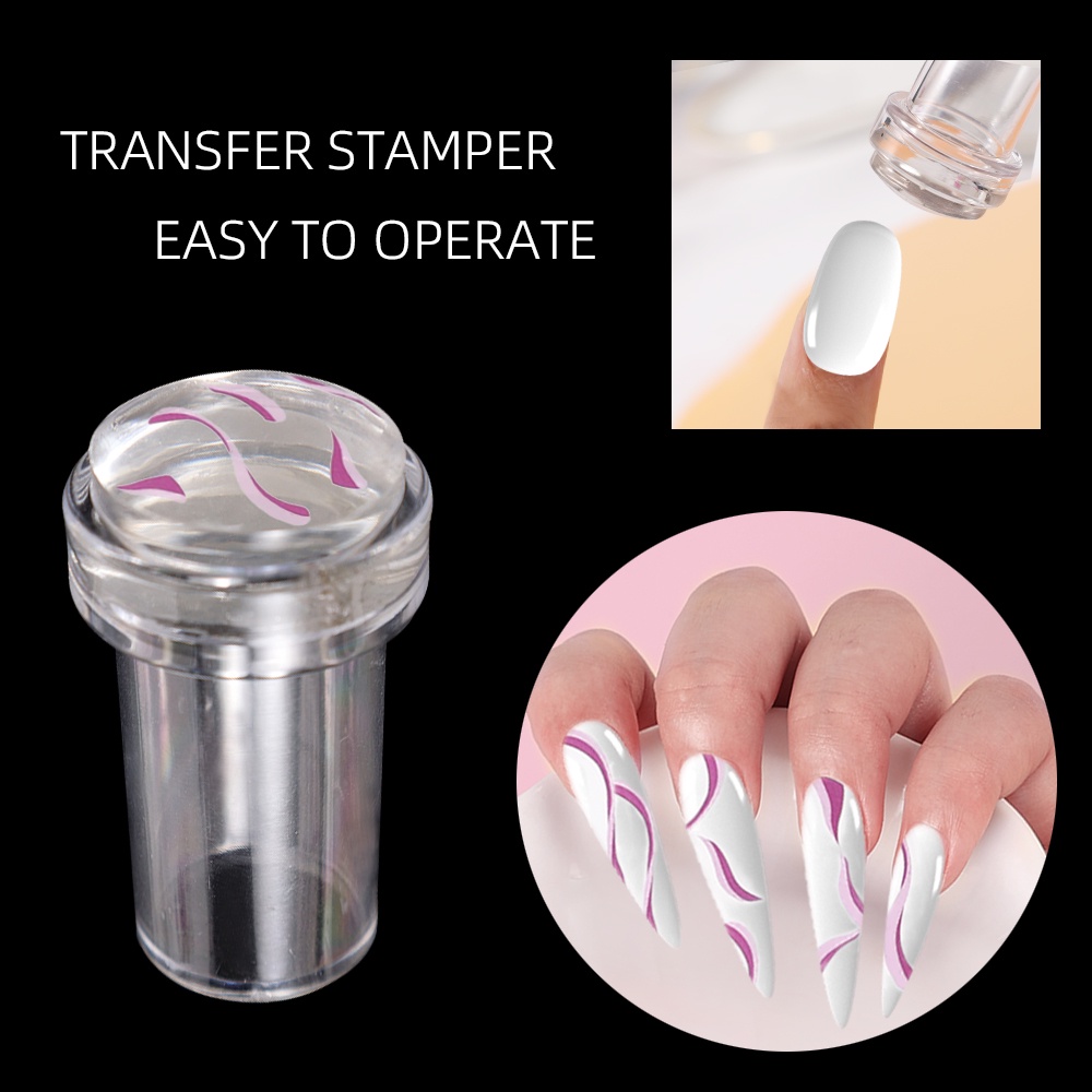 Bộ Dụng Cụ In Hình Móng Tay Đầu Silicone Trong Suốt