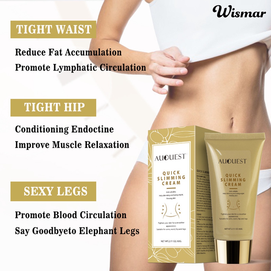 WISMM 60g Body Slim Cream Quick to Absorb Tighten Skin Natural Extract Slimming Cream Losing Weight Massage Remover for Adult