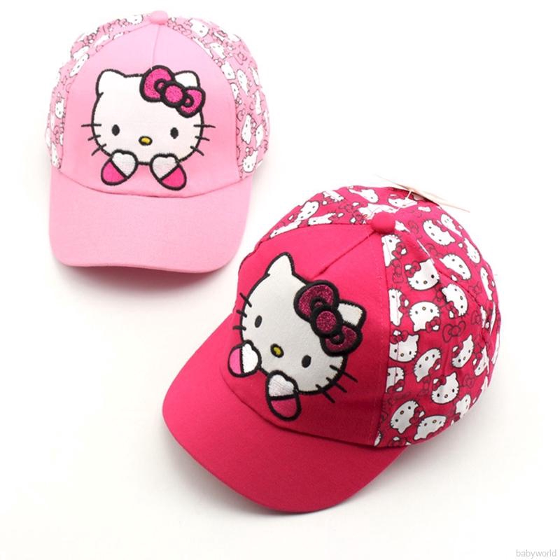 Mũ lưỡi trai thêu hình mèo Hello Kitty cho bé gái