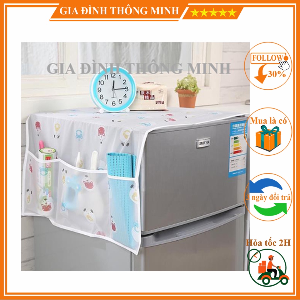 (𝗚𝗶𝗮́ 𝗦𝗶̉) Tấm Phủ PVC Đầu Tủ Lạnh Chống Bụi, Chống Thấm Có Túi 2 Bên , Nhiều Mẫu, Đa Năng - Tiện Lợi