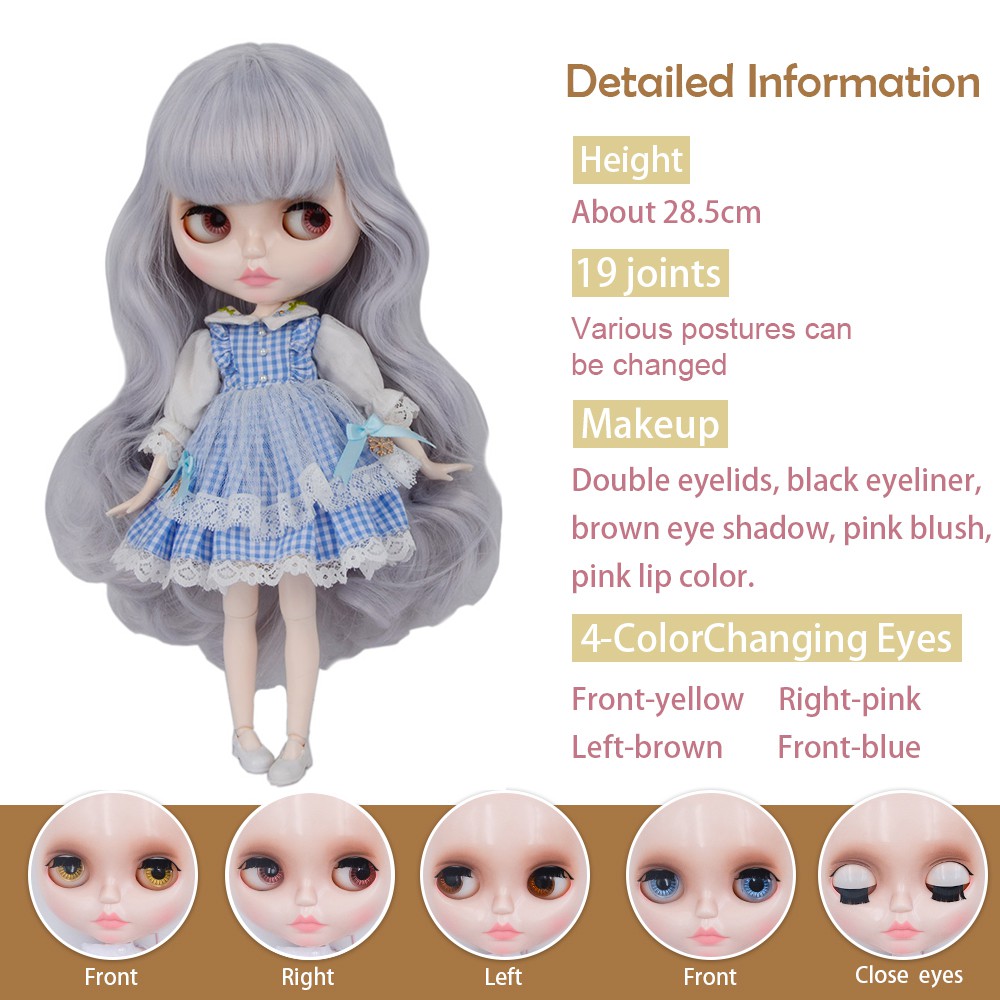 [Mã TOYDEC hoàn 20K xu đơn 50K] Blythe Doll Model NBL Version Toy For Make Up Tóc ngắn