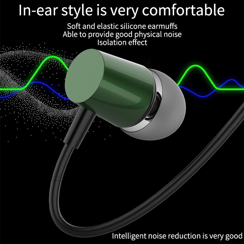 NBX F1 wired in-ear hifi sound green metal earphone with universal 3.5mm interface