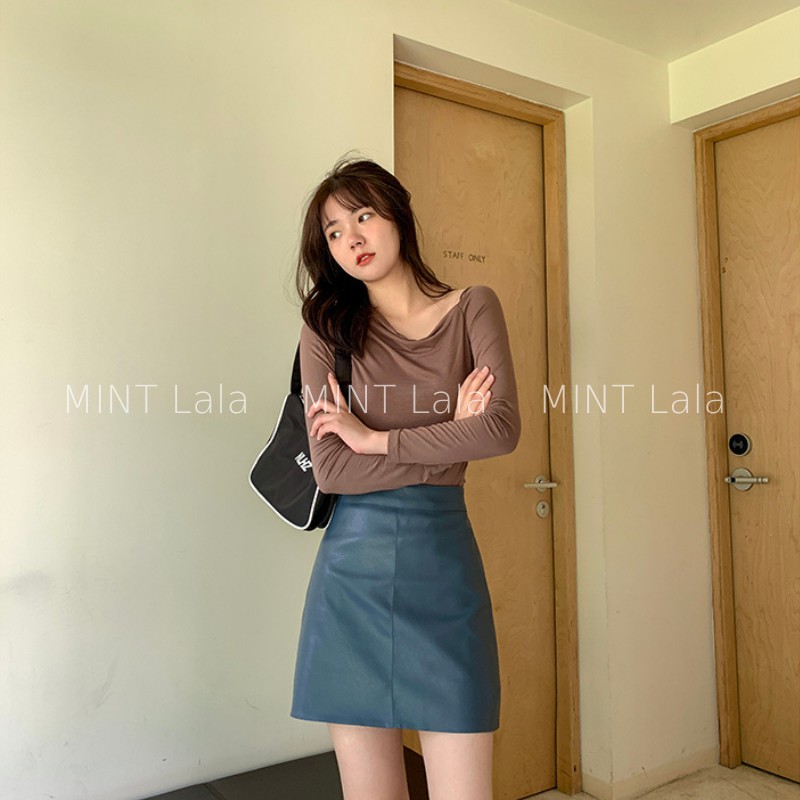 Chân Váy Da Chữ A Quảng Châu Có Quần Chống Lộ