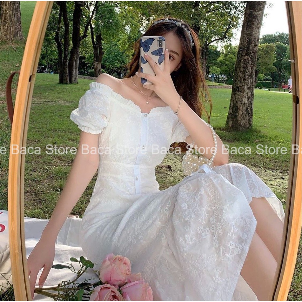 [Baca Store] Váy trễ vai dáng dài, váy xòe đuôi cá chất liệu vải cao cấp | BigBuy360 - bigbuy360.vn