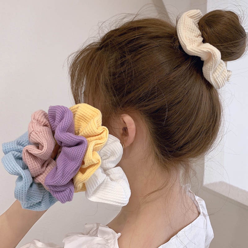 Dây Buộc Tóc Dày Dặn Màu Sắc Đơn Giản Phong Cách Retro Hàn Quốc Cho Nữ