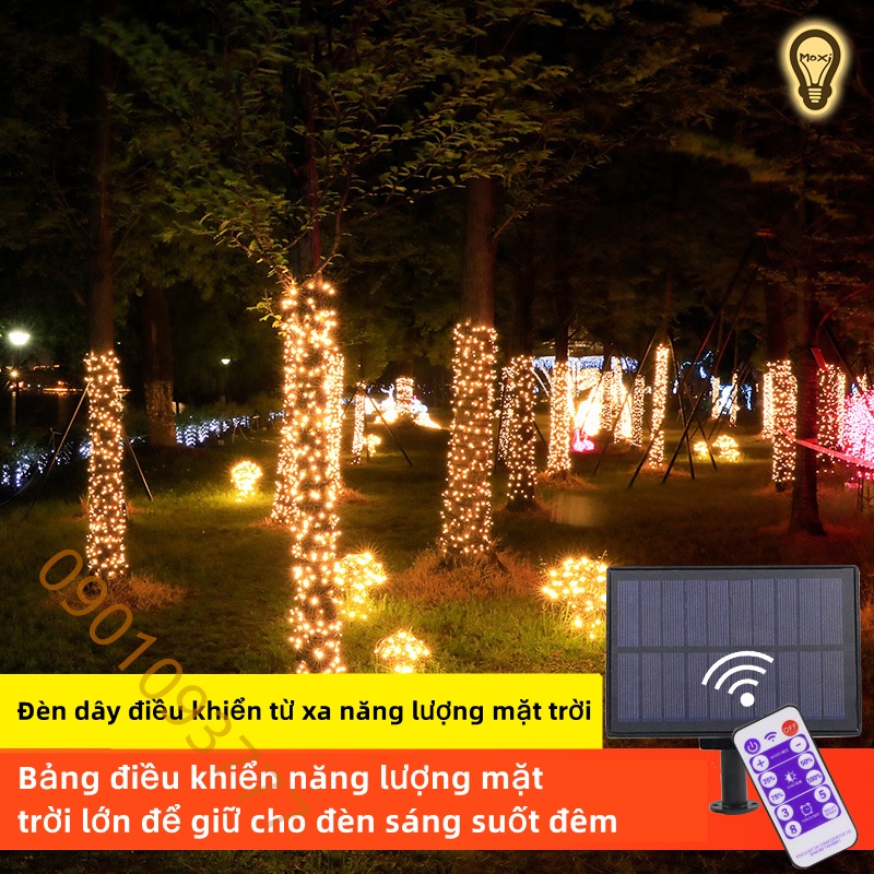 Dây Đèn LED 12M 100LED /22M 200LED  Sử Dụng Năng Lượng Mặt Trời Trang Trí Giáng Sinh , ban công ngoài trời
