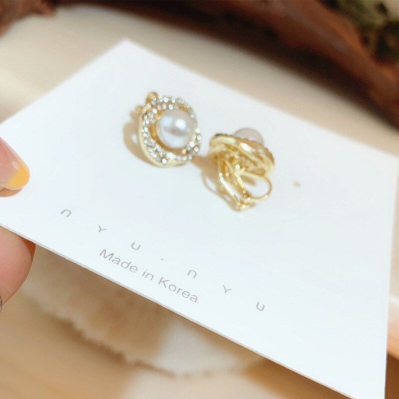 Bông Tai Dạng Kẹp Không Cần Lỗ Xỏ Lỗ Đính Hạt Ngọc Trai ce0779