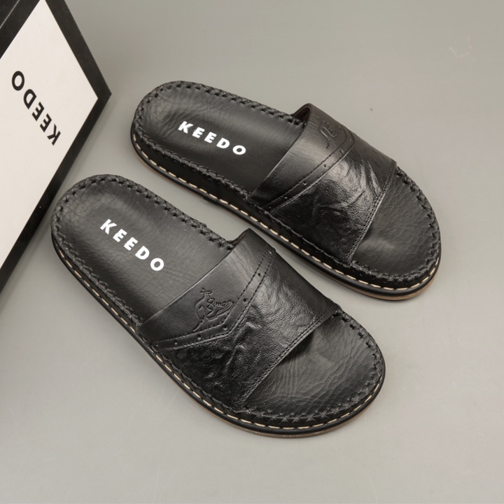Dép đế may sẵn da bò quai ngang cao cấp KEEDO TL-708