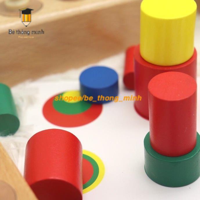 Combo 2 MÓN trụ có núm và không núm size nhỏ cho bé học tại nhà - Giáo cụ Montessori