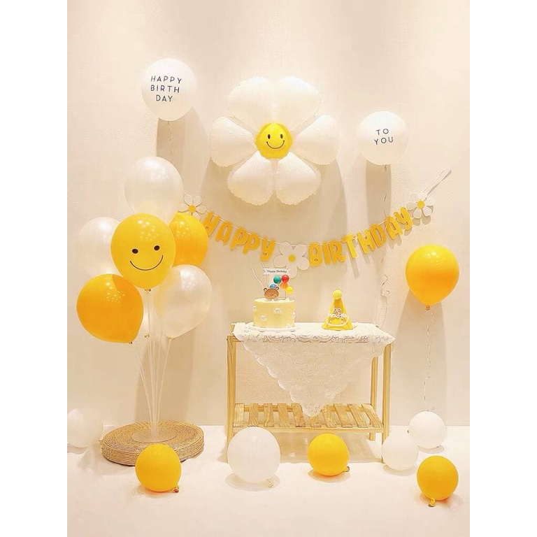 Dây chữ happy birthday hình hoa cúc trang trí sinh nhật phong cách Hàn Quốc