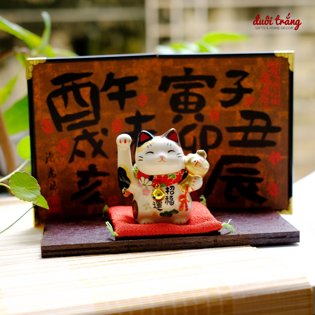 Mèo Thần tài "Đại Khai Vận Chiêu Phúc 7cm cầm búa cá KOI - 7459 - Hãng Yakushigama Nhật Bản