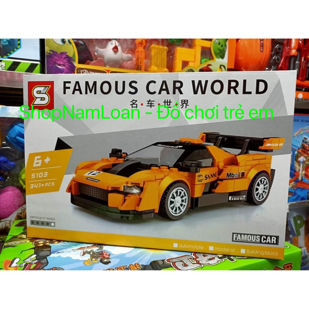 5103 FAMOUS CAR WORLD - đồ chơi xếp hình lắp ghép xe đua nổi tiếng thế giới - có 341 chi tiết