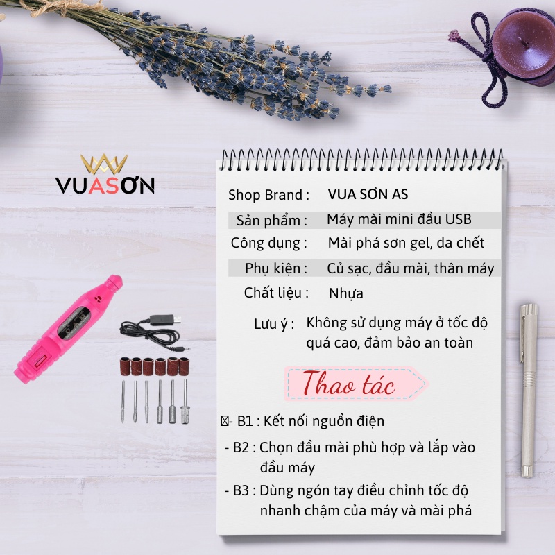 Máy mài móng tay mini cầm tay phụ kiện nail giá rẻ VUA SƠN AS
