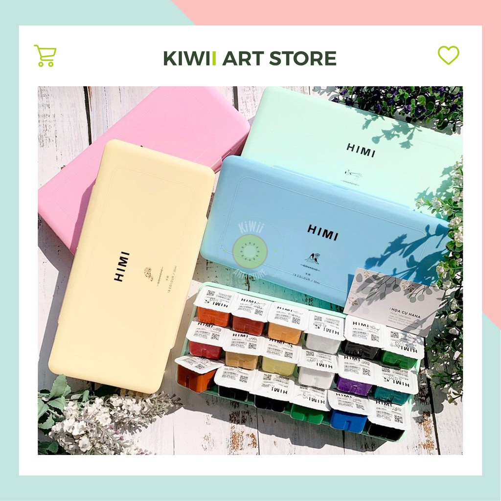 Màu Gouache HiMi dạng thạch bộ 18/24 màu