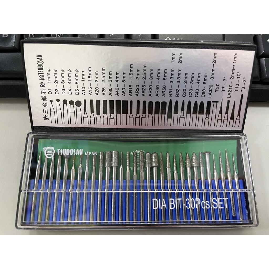 Bộ mũi mài kim cương DIA-BIT TSUBOSAN JAPAN 30 chi tiết, Bộ đầu mài kim cương DIA-BIT TSUBOSAN, Diamond Mounted Points