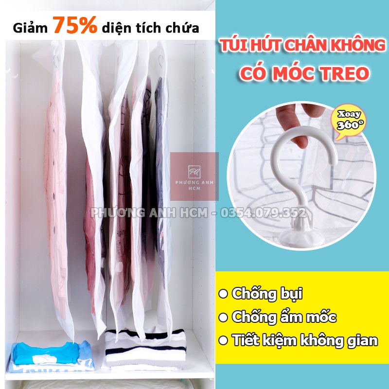 Túi Hút Chân Không Có Móc Treo DR.STORAGE - Túi Bọc Quần Áo Nén Chân Không Treo Tủ