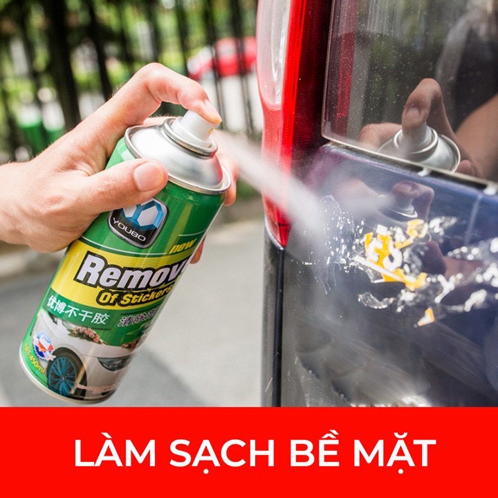 Chai Xịt Tẩy Keo Remove Of Stickers 450ml, tẩy vết băng dính, nhựa đường bám trên ô tô, tẩy đa năng đồ nội thất