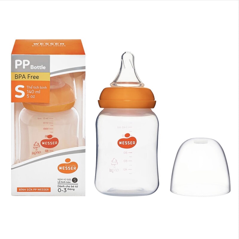 Bình sữa cổ hẹp có van chống sặc Wesser 60ml / 140ml /  250ml