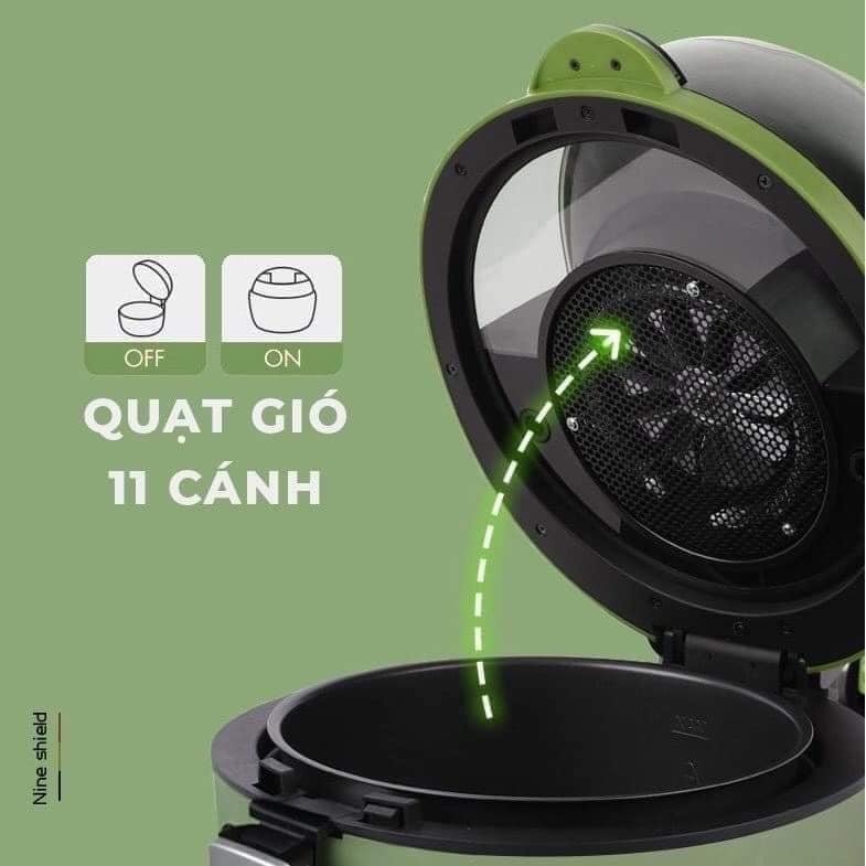 [Ảnh thật] Nồi Chiên Không Dầu Nine shield Dung Tích 8L tiện lợi, an toàn, nhanh chóng