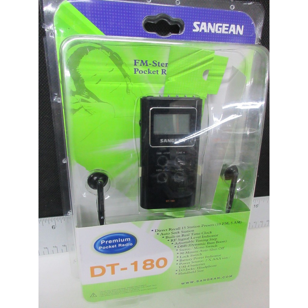 ĐÀI RADIO WALKMAN , super mini RADIO SANGEAN DT-180 KỸ THUẬT SỐ  stereo , không có loa