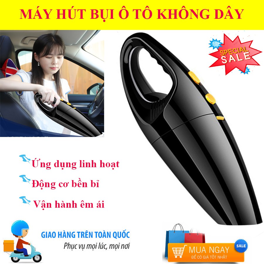 Giá Hot Máy Hút Bụi Ô Tô, Máy Hút Bụi Cầm Tay Không Dây - Tốc Độ Nhanh, Hút Mạnh, Công Suất 120W. Bảo Hành Uy Tín