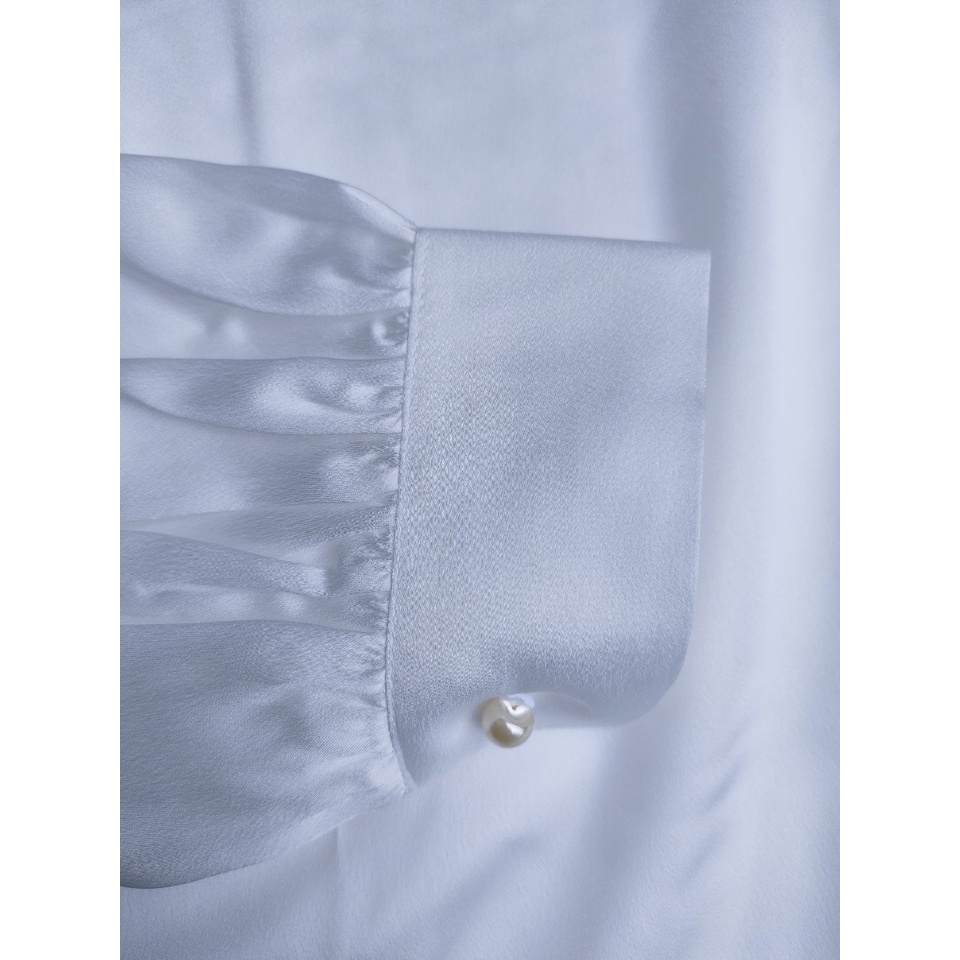 Sơ mi công sở nữ trắng cổ vuông, tay phồng tiểu thư xinh xắn, AA482