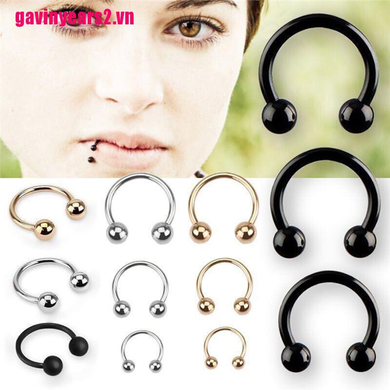 Set 10 Khuyên Xỏ Mũi Trang Trí Cá Tính Bằng Thép Không Gỉ