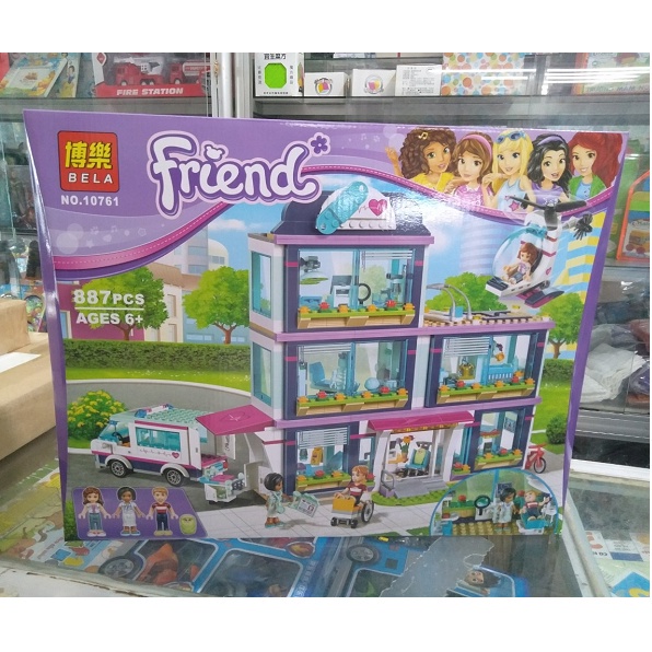 Lắp ráp xếp hình Lego Friends 41318 Bela 10761 10139 : Bệnh viện công viên trái tim Heartlake 887 mảnh