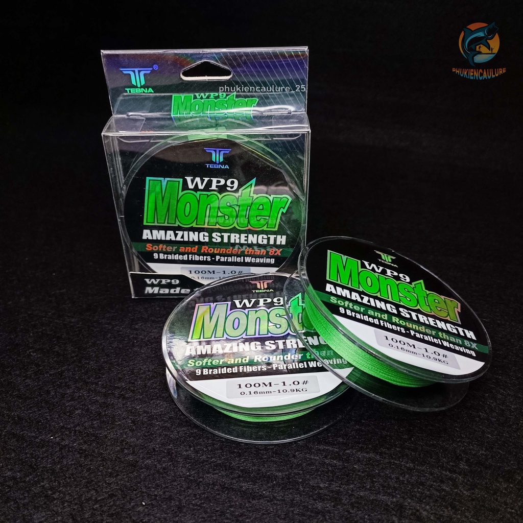 Dây dù PE lure WP9 Monster 100m chống xoắn phukiencaulure Dây dù câu cá chất lượng cao