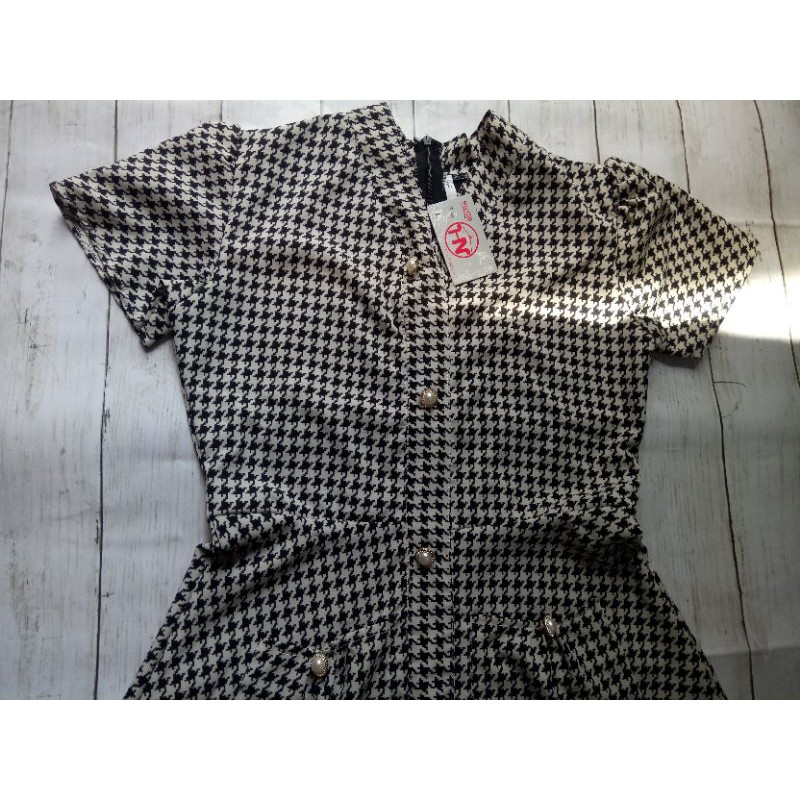 Đầm kẻ ô nút ngọc❤hàng y clip❤Size M/L/XL/XXL | BigBuy360 - bigbuy360.vn