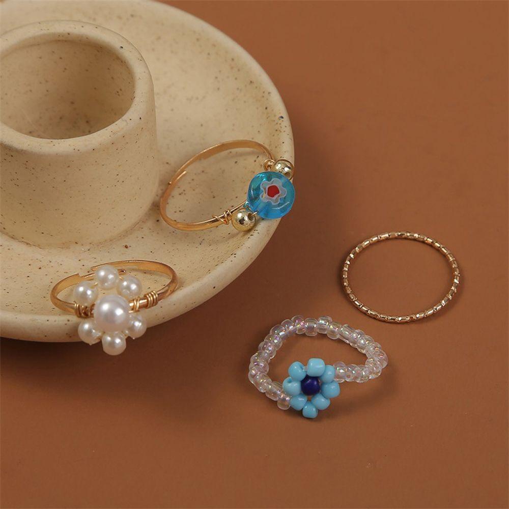 Nhẫn Hợp Kim Xỏ Hạt Nhiều Màu Phong Cách Bohemia Thời Trang