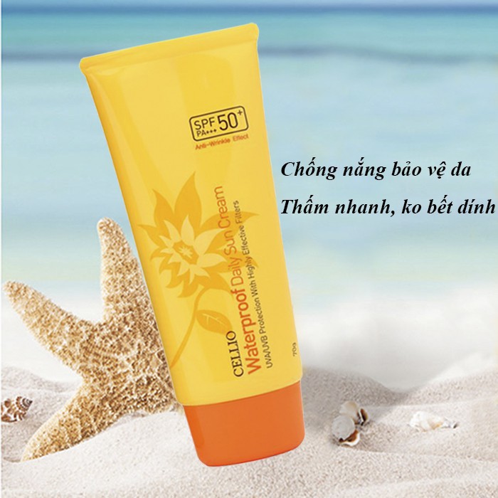 Kem chống nắng Hàn Quốc Cellio Waterproof SPF50+ PA+++ 70g sữa chống nắng bảo vệ da dưỡng da CL-W2