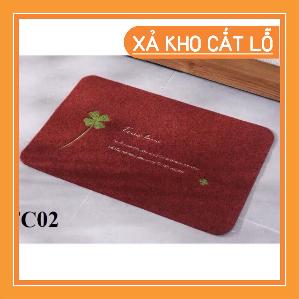 Thảm Trải Sàn, Thảm Chùi Chân Sợi Lông Thô Làm Sạch Bụi Giầy Chống Trượt Thêu Cỏ 4 Lá
