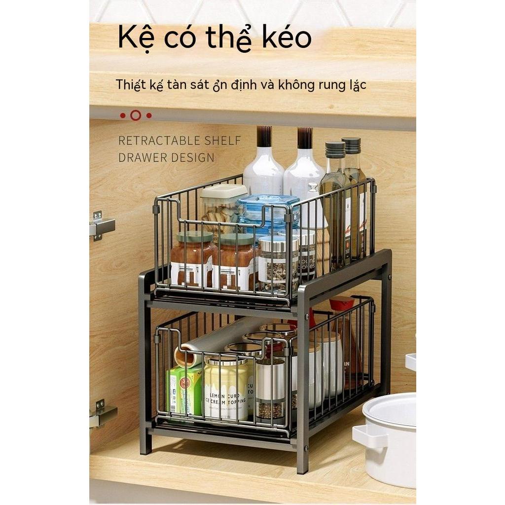Kệ Đựng Gia Vị 2 Tầng Hình Chữ l Thiết Kế Ngăn Kéo Thông Minh Đa Năng