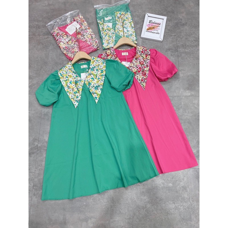 [Hàng Chuẩn] Váy Nữ Xinh Cổ Hoa Tay Phồng , Đầm Nữ Hồng Dáng Babydoll Siêu Xinh Có Ảnh Thật Kèm Video | BigBuy360 - bigbuy360.vn